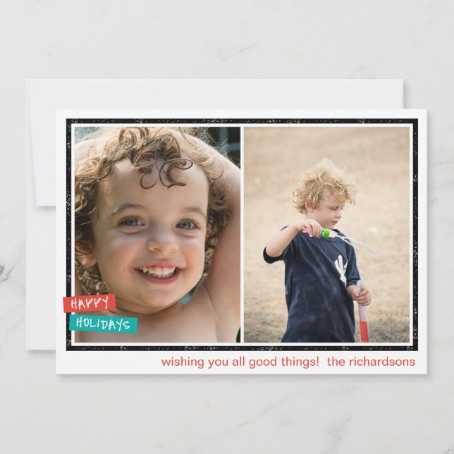 Cartão De Festividades Férias Felizes Border x2 (Frente)