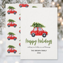 Férias Felizes Carro de Natal com Árvore