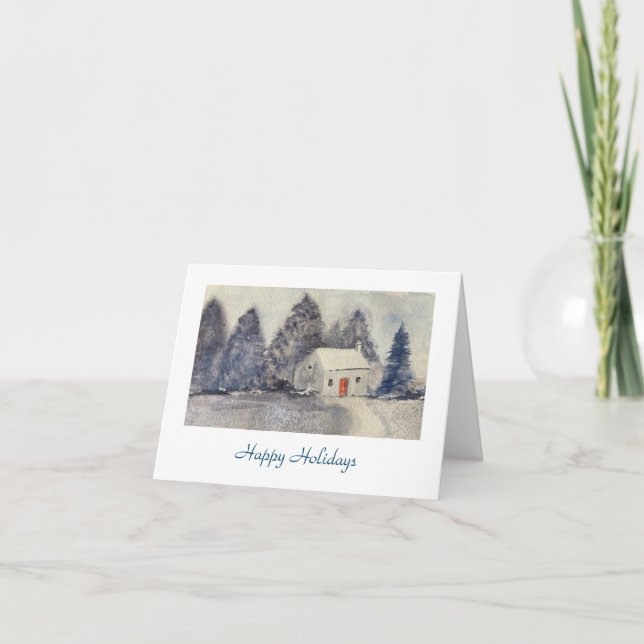 Cartão De Festividades Férias Felizes Casa de Campo Natalina Nevada (Frente)