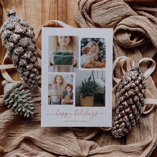 Cartão De Festividades Férias Felizes | Colagem de Fotografias Moderna (A modern photo collage for your holiday greetings)