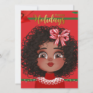Cartão De Festividades Férias Felizes Curly Girl
