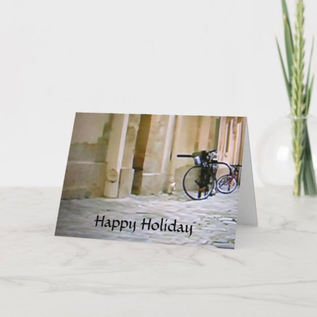 CARTÃO DE FESTIVIDADES FÉRIAS FELIZES DE BICICLETA ITALIANA (Frente)