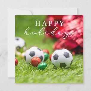 Cartão De Festividades Férias Felizes de Futebol com bola Natal Ano novo