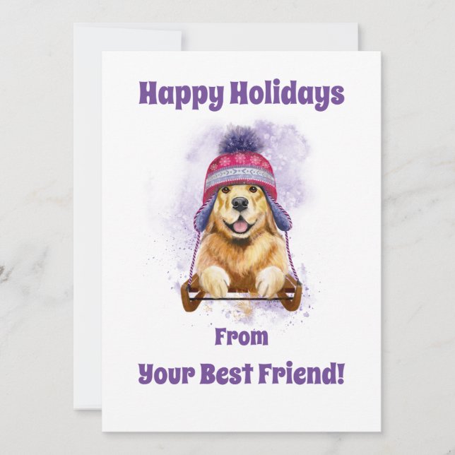 Cartão De Festividades Férias Felizes do Seu Melhor Amigo, Golden (Frente)