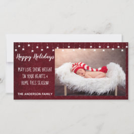 Cartão De Festividades Férias Felizes Estrelas Vintage Brilham Vermelhas 