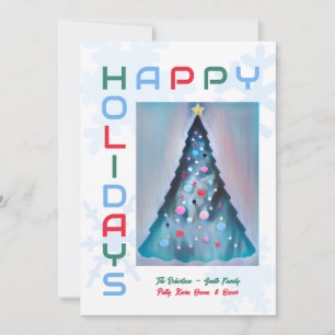 Cartão De Festividades Férias Felizes Férias Pintadas Férias de Árvore de