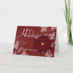 Cartão De Festividades Férias Felizes Filha & Genro Poinsettia