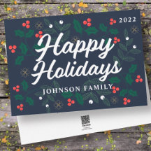 Férias Felizes Folhagem de Azevinho Moderno