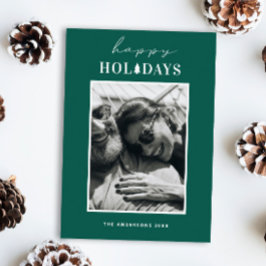 Cartão De Festividades Férias Felizes | Foto de Natal Verde Moderno