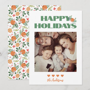 Cartão De Festividades Férias Felizes Foto Família Citrino Verde