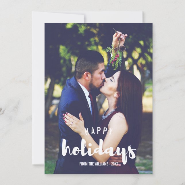 Cartão De Festividades Férias Felizes Foto Personalizada Desenhada (Frente)