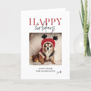 Cartão De Festividades Férias Felizes Foto Personalizada do Cachorro da F