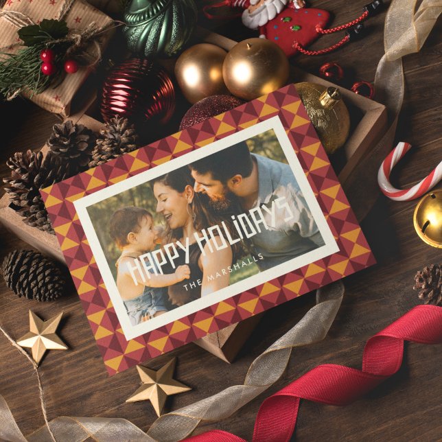 Cartão De Festividades Férias Felizes Foto Retro de Meados do Século (Criador carregado)