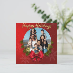 Cartão De Festividades Férias Felizes Foto Vermelha Natal 