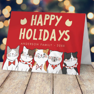 Cartão De Festividades Férias Felizes Gatos Engraçados e Fofos Cantando C