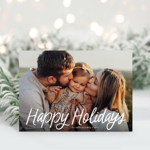 Cartão De Festividades Férias Felizes Letreiro Moderno Simples Uma Foto