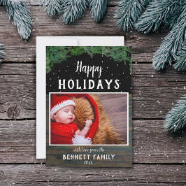 Cartão De Festividades Férias Felizes Madeira Rústica Foto Moderna de Nat