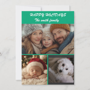 Cartão De Festividades Férias felizes na família verde personalizado