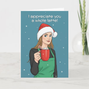 Cartão De Festividades Férias Felizes Natal Barista Mulher