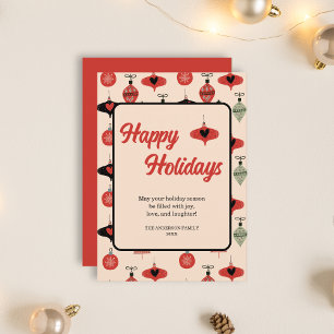 Cartão De Festividades Férias Felizes Natal Retro Vermelho Século XX Médi