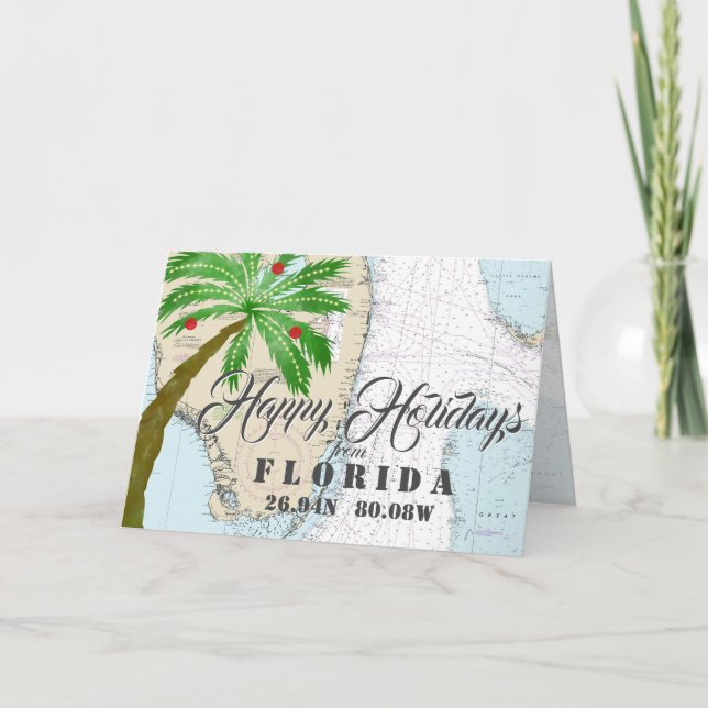 Cartão De Festividades Férias Felizes Náuticas Tropicais da Flórida (Frente)