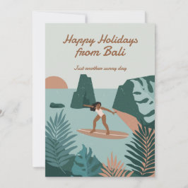Cartão De Festividades Férias Felizes Ondas Tropicais de Surf Vintage