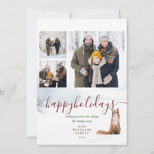 Cartão De Festividades Férias Felizes Raposa de Inverno 3 Foto Natal