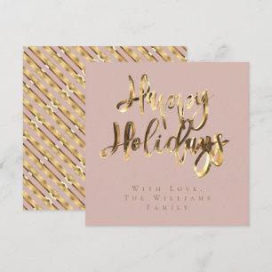 Cartão De Festividades Férias Felizes Rosa Elegante Dourado Natal