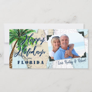 Cartão De Festividades Férias Felizes Tropicais da Florida Náutica