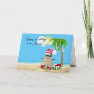 Cartão De Festividades Férias Felizes Tropicais Homem de Areia