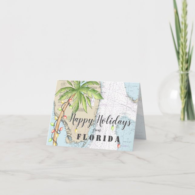 Cartão De Festividades Férias Felizes Tropicais Náuticas da Flórida (Frente)
