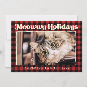 Cartão De Festividades Férias Felizes Xadrez Moderno Foto de Gato de Esti
