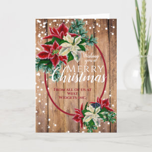 Cartão De Festividades Férias Florais Rustic Felry Christmas Poinsettia