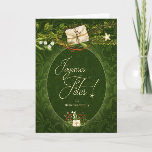 Cartão De Festividades Férias Francesas de Bonnes Retro Natal