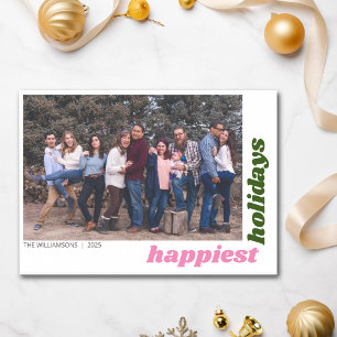 Cartão De Festividades Férias Mais Felizes Foto da Família Natal Colorido