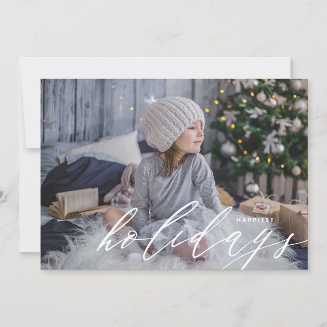 Cartão De Festividades Férias Mais Felizes Foto Moderna (Frente)