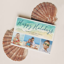 Cartão De Festividades Férias na Praia Feliz Natal Costeiro 3-Fotos
