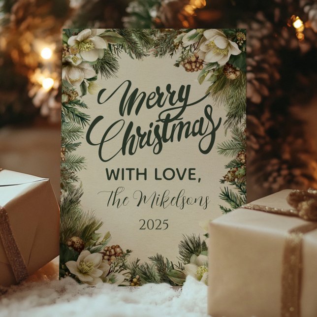 Cartão De Festividades Férias Pine e Berry Winter (Criador carregado)