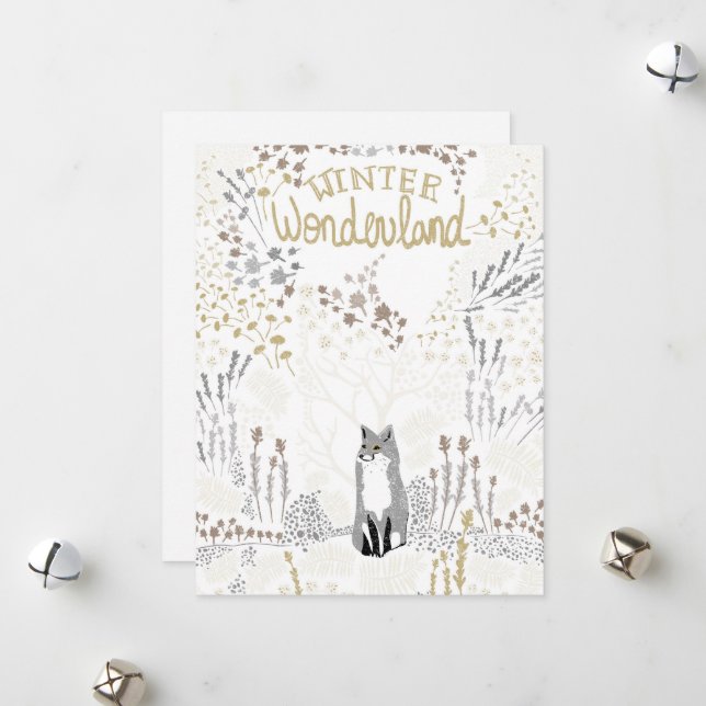 Cartão De Festividades Férias Raposa País das Maravilhas de Inverno (Frente/Verso In Situ)