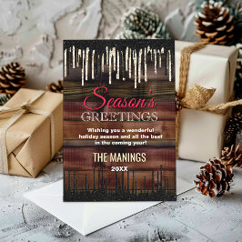 Cartão De Festividades Férias Russo de ouro negro de Natal