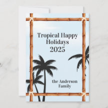 Férias Tropicais Felizes, Molduras de Bambu e Palm