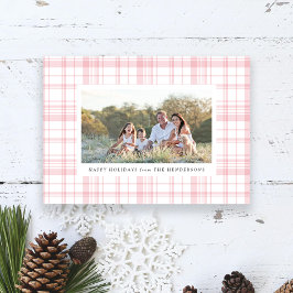 Cartão De Festividades Férias Xadrez Rosa