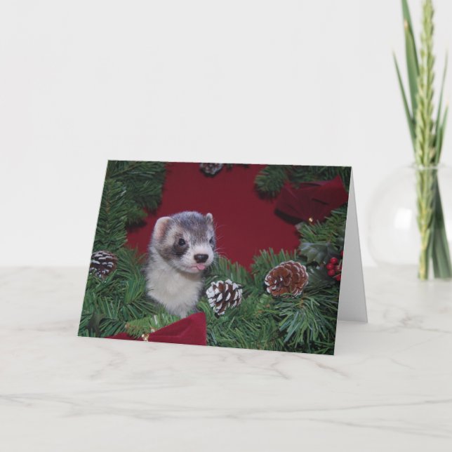 Cartão De Festividades Ferret Christmas Card (Frente)