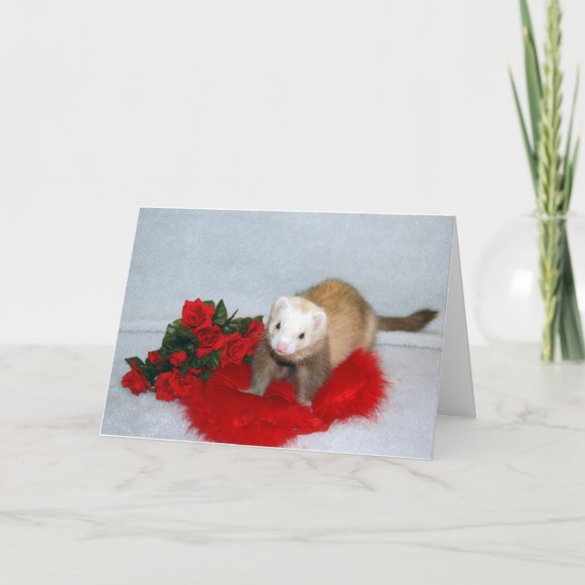Cartão De Festividades Ferret Valentine's Card (Frente)