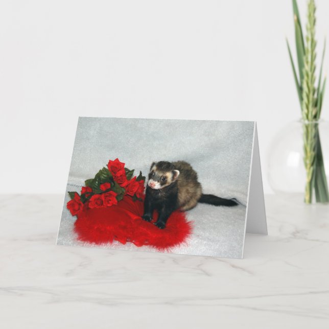 Cartão De Festividades Ferret Valentine's Card (Frente)
