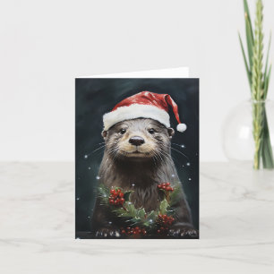 Cartão De Festividades Fértil de Natal da Lontra