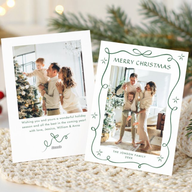 Cartão De Festividades Fesage Sage Arco de Natal Verde Fita 2 Foto (Criador carregado)