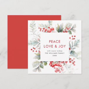 Cartão De Festividades Feset Watercolor Holly Berry Natal