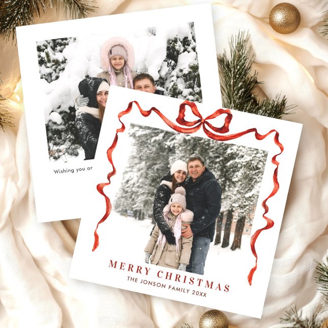 Cartão De Festividades FesNatal Boho Red Arco Friso 2 Foto (Criador carregado)