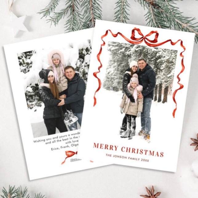 Cartão De Festividades FesNatal Boho Red Arco Friso 2 Foto (Criador carregado)